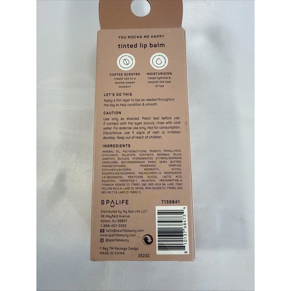 Spa Life Tinted Lip Balm You‎ Mocha Me Happy Coffee Scented 0.5 Oz